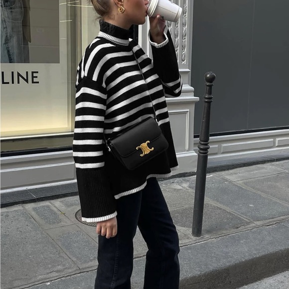 Commense Parisian Stripe Mock Neck Sweater. Only worn once. - Picture 2 of 8